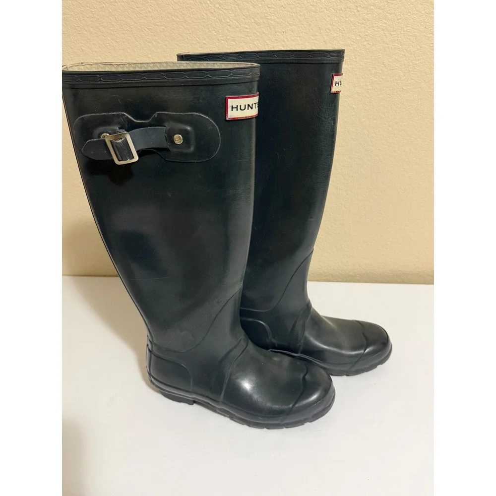 Hunter Original Gloss Tall Rain Boots Dark Green W23616 Womens 5 Mens 4 EU 35/36